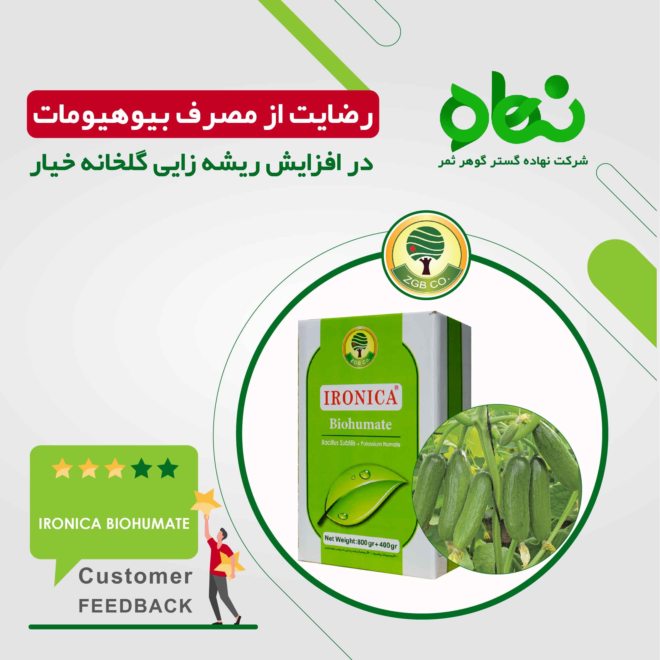 رضایت از مصرف بیوهیومات در افزایش ریشه زایی گلخانه خیار 